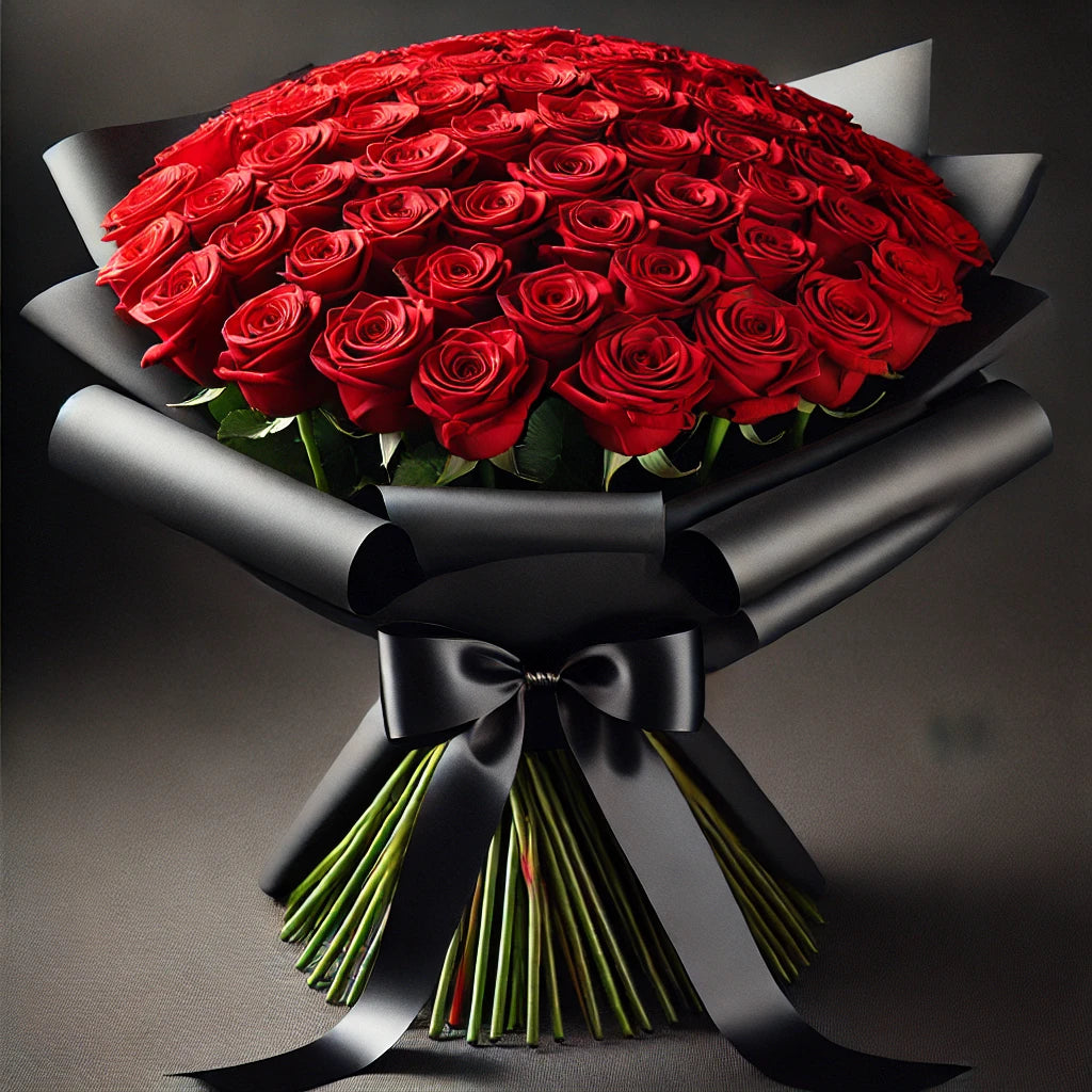 RED Wrapped 50 Kisses Bouquet